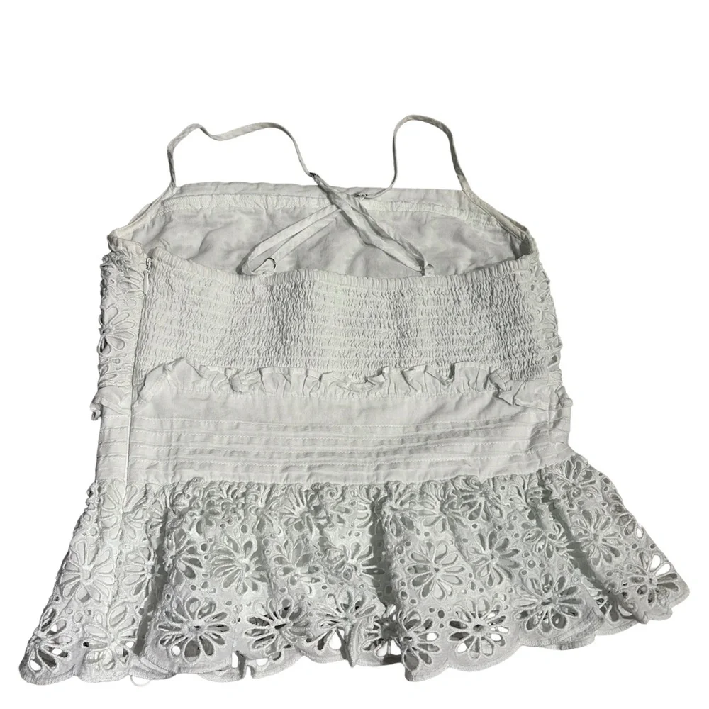 Jcrew Cross‎ back smocked waist eyelet top